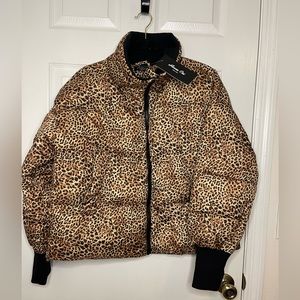 Cheetah Print Puffer Jacket- Size L